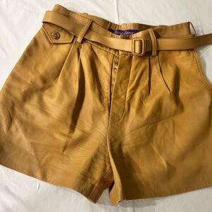 Ralph Lauren Tan Leather Shorts